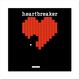 Retro Heart Breaker - Video Game Pixel Bricks Posters and Art